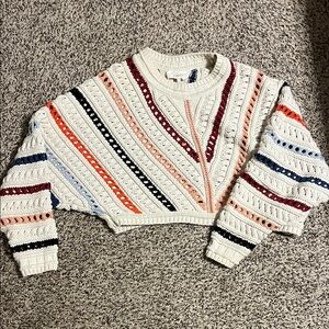ba&sh Cream Sweater with Multicolor Stripes